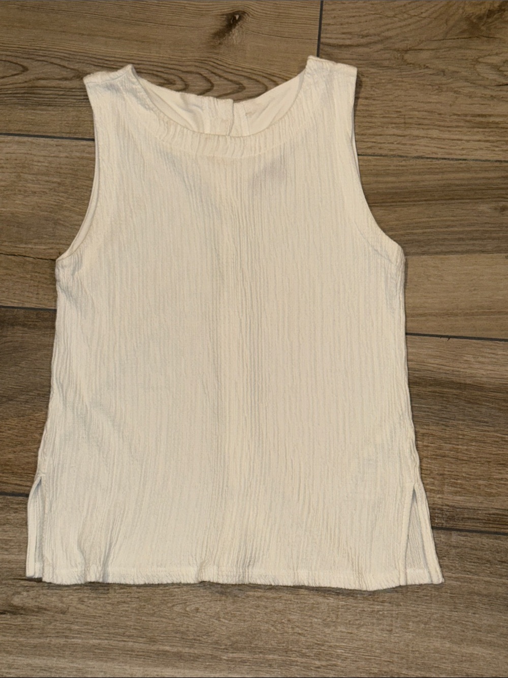 Anthropologie White Textured Sleeveless Blouse